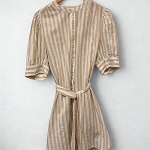 GAP Tan and White Striped Dress